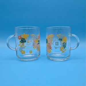NESPRESSO + Alessandra Ambrosio Clear Glass Mugs Floral Set of 2 Made in France
